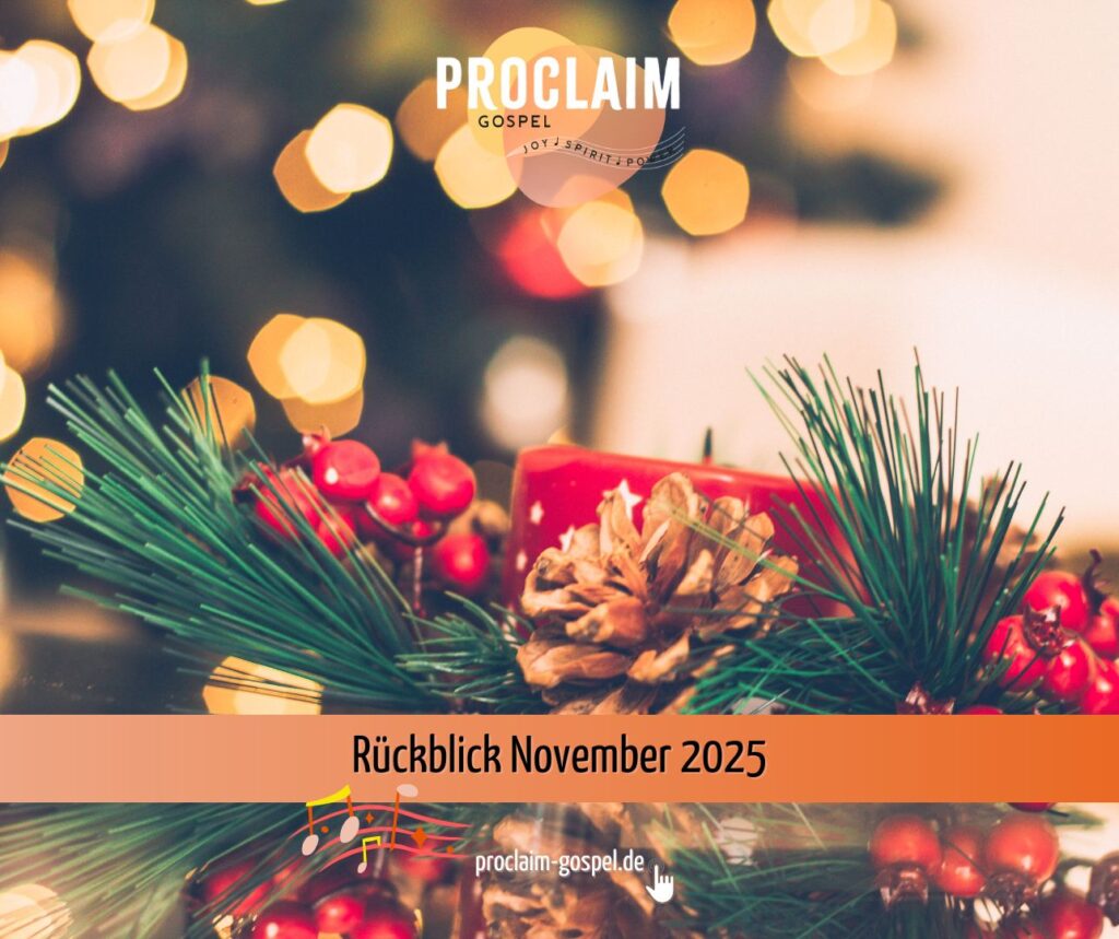 Das Bild zeigt ein Weihnachtsgesteck – unser Monatsrückblick vom Gospelchor ProClaim aus Wuppertal.